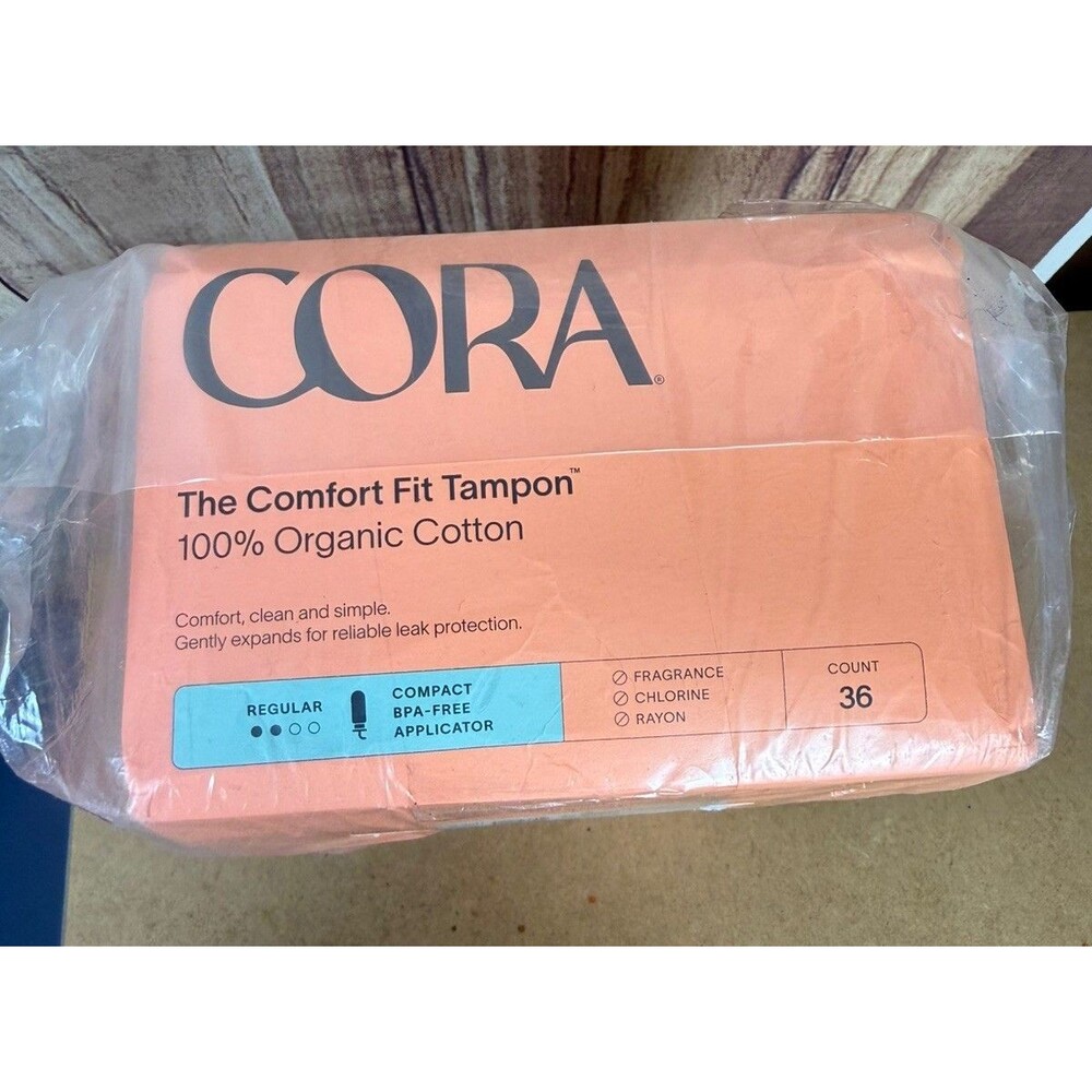 2x CORA The Comfort Fit Tampon 100% Organic Cotton Light, Regular 36 count box